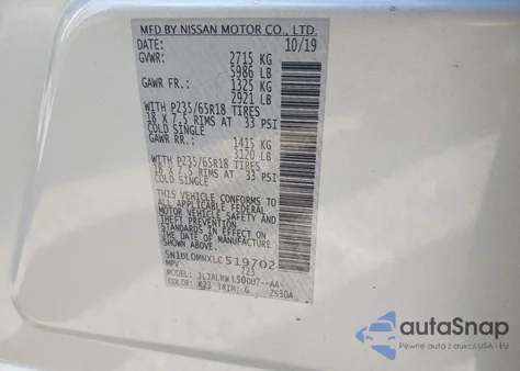 2020 Infiniti Qx60 Luxe из США, поврежденный, VIN 5N1DL0MNXLC519702